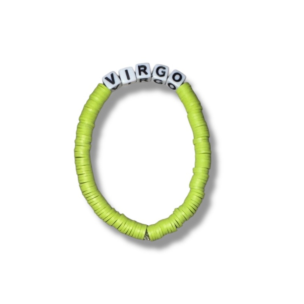 3 FOR $10 HANDCRAFTED Virgo Lime Green Clay Beaded Bracelet